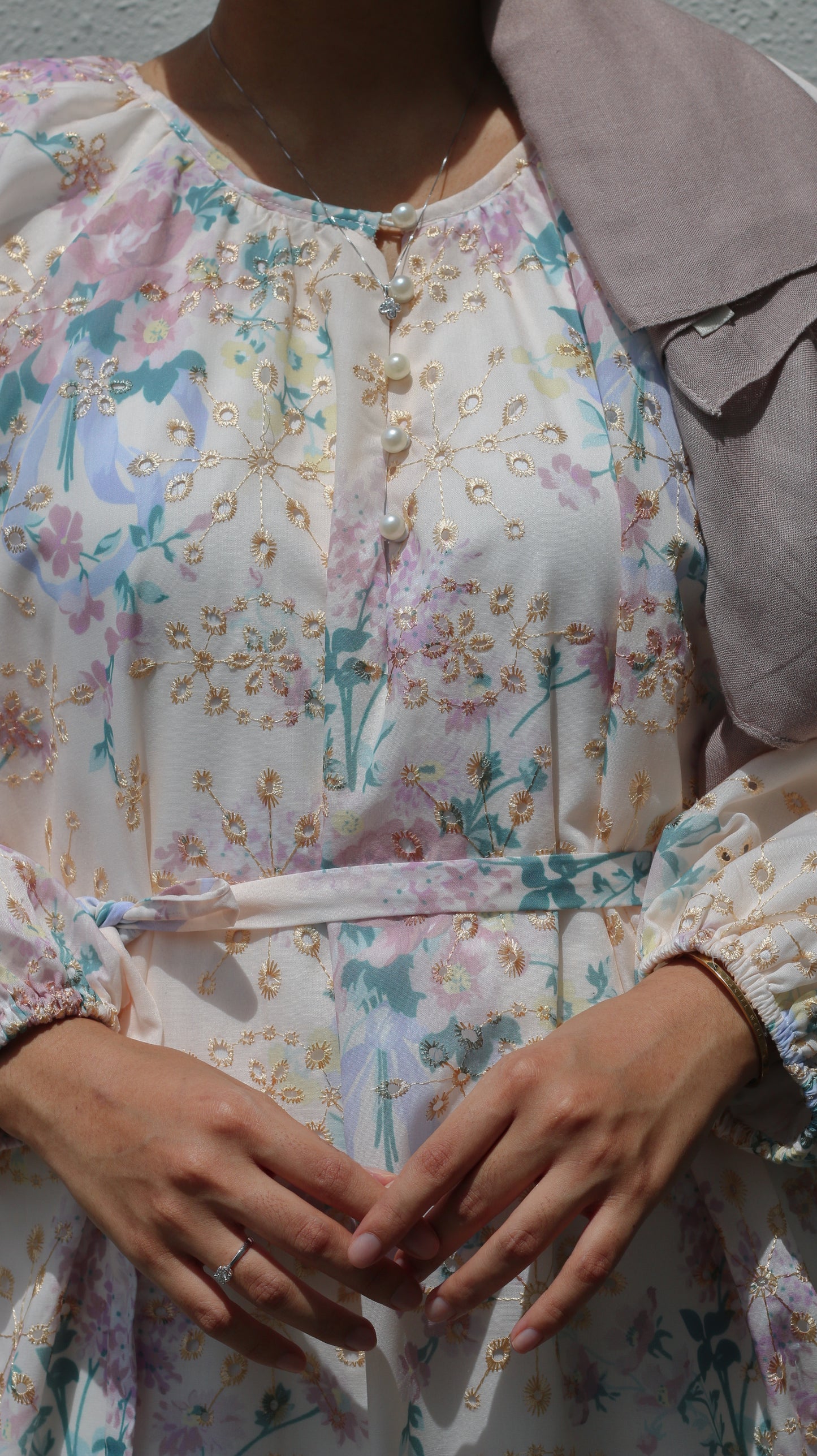 Pink Eyelet Floral Dress