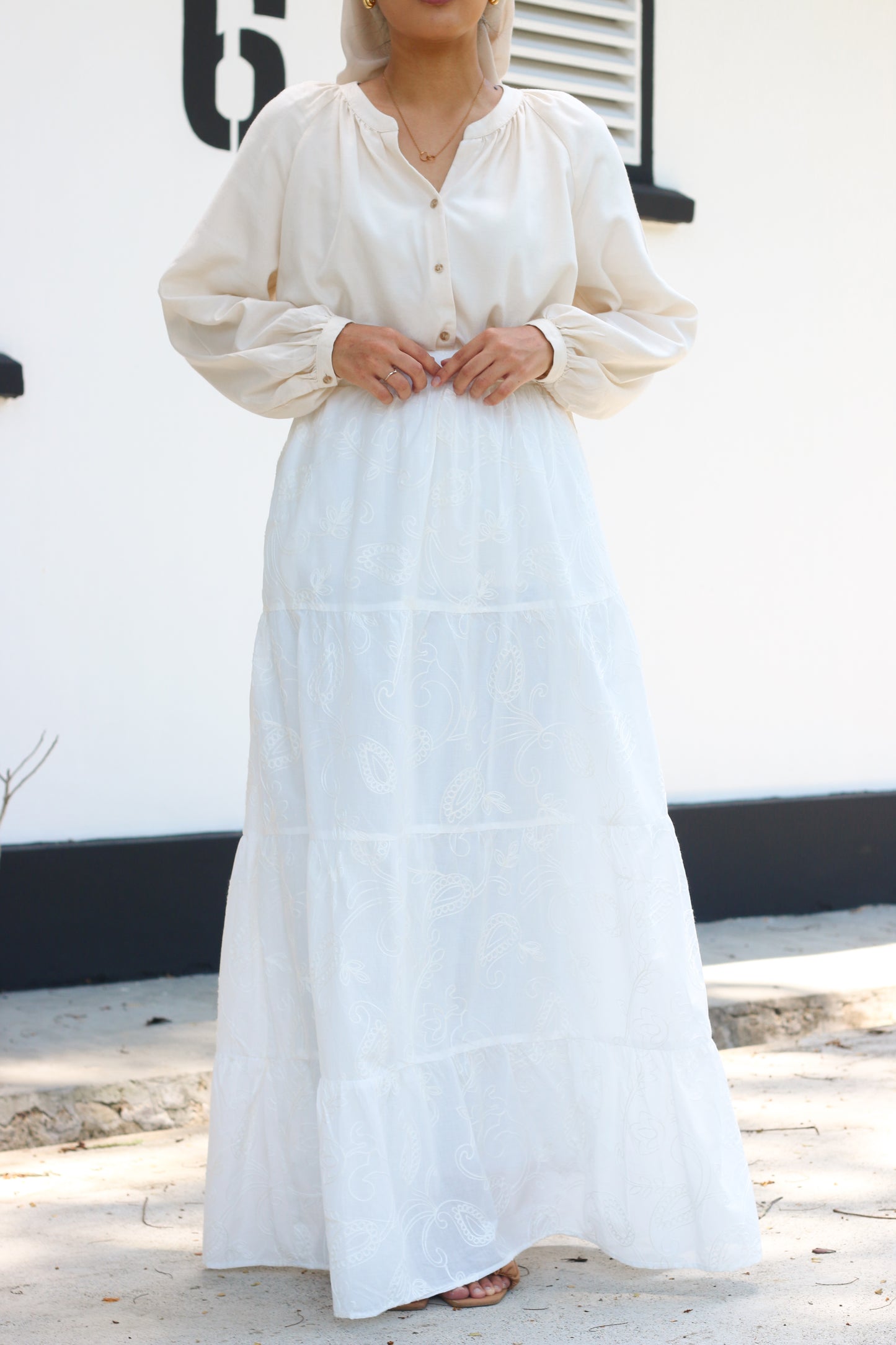 Tiered Maxi Embroided Skirt