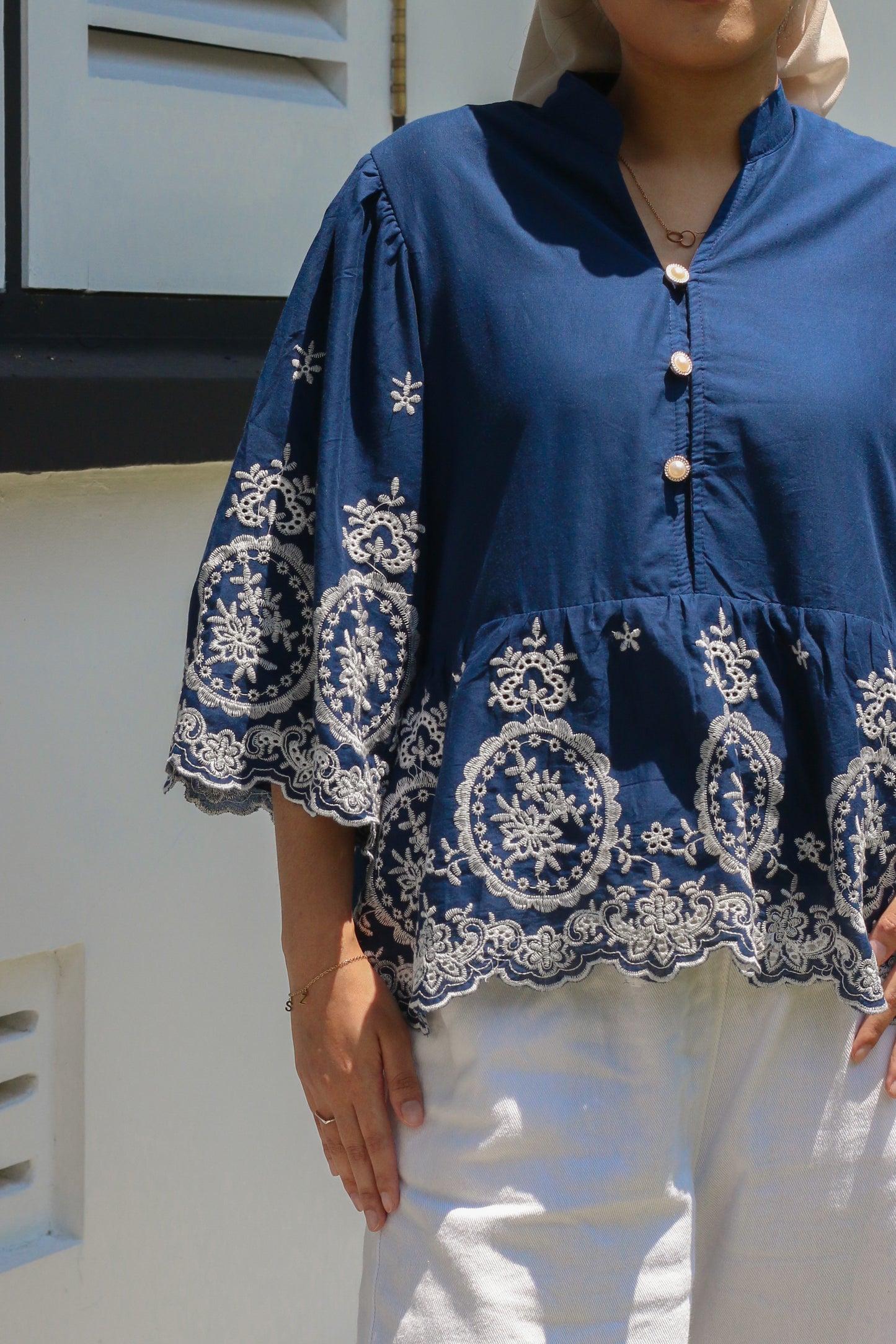 Syidah Eyelet Babydoll Top