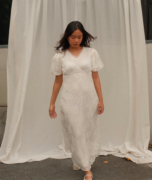 White Floral Lace Dress